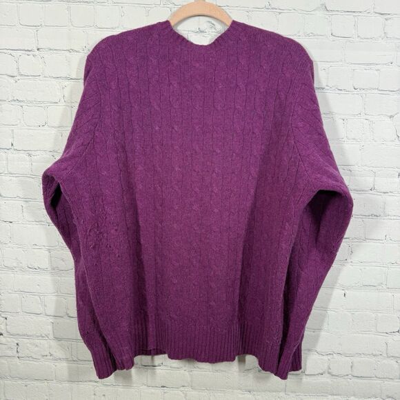 Cashemere Sweater XXL Purple Cable Knit Classic Preppy Pullover Dark Academia - Picture 2 of 15